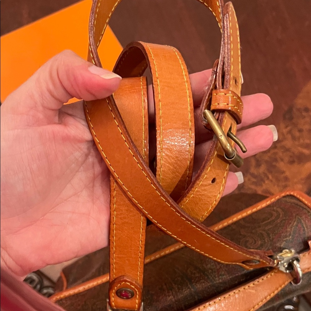 Etro Milano Tan Leather Paisley Crossbody Shoulder Bag - Picture 3 of 11